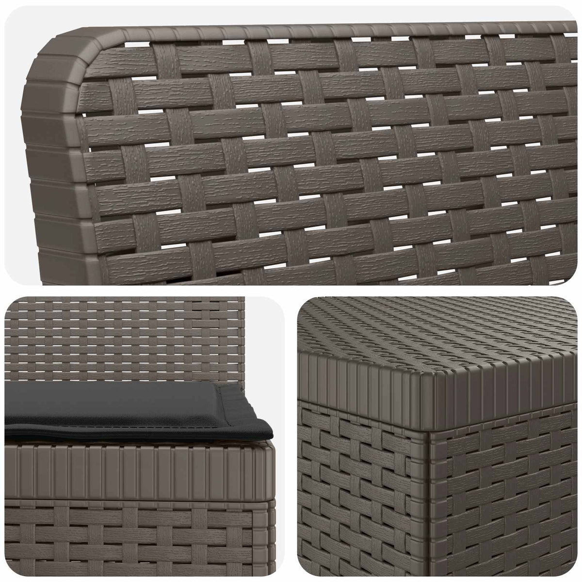 vidaXL 3-Seater Garden Sofa with Cushions Rattan Look PP Light Grey 5