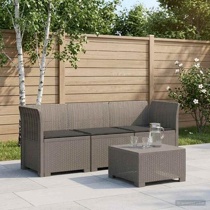 vidaXL 3-Seater Garden Sofa with Cushions Rattan Look PP Light Grey 1