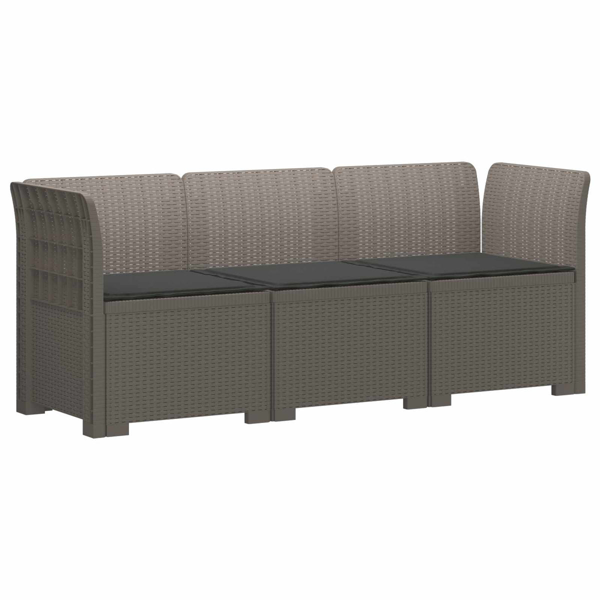 vidaXL 3-Seater Garden Sofa with Cushions Rattan Look PP Light Grey 2