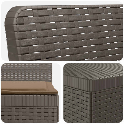 vidaXL 3-Seater Garden Sofa with Cushions Rattan Look PP Light Grey 5