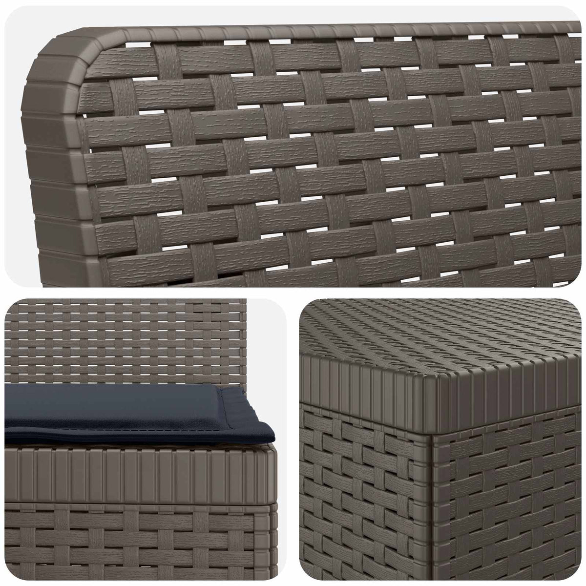 vidaXL 3-Seater Garden Sofa with Cushions Rattan Look PP Light Grey 5
