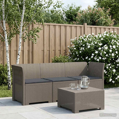 vidaXL 3-Seater Garden Sofa with Cushions Rattan Look PP Light Grey 1