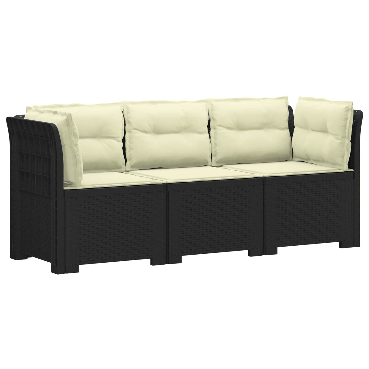 vidaXL 3-Seater Garden Sofa with Cushions Rattan Look PP Anthracite 2