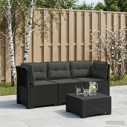 vidaXL 3-Seater Garden Sofa with Cushions Rattan Look PP Anthracite 1