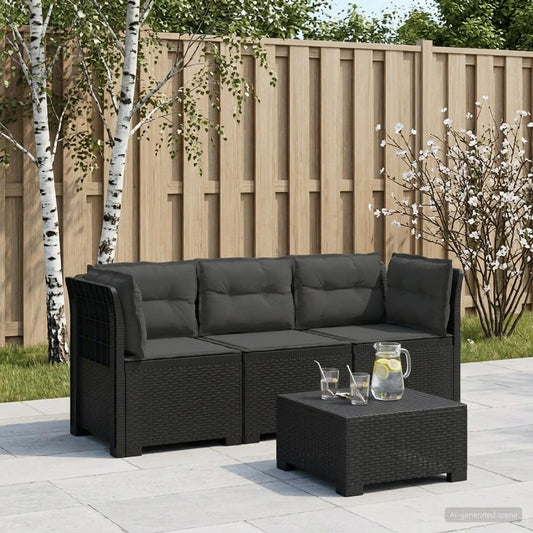 3-Seater Garden Sofa with Cushions Rattan Look 3-Seater PP with seat and back cushion Anthracite