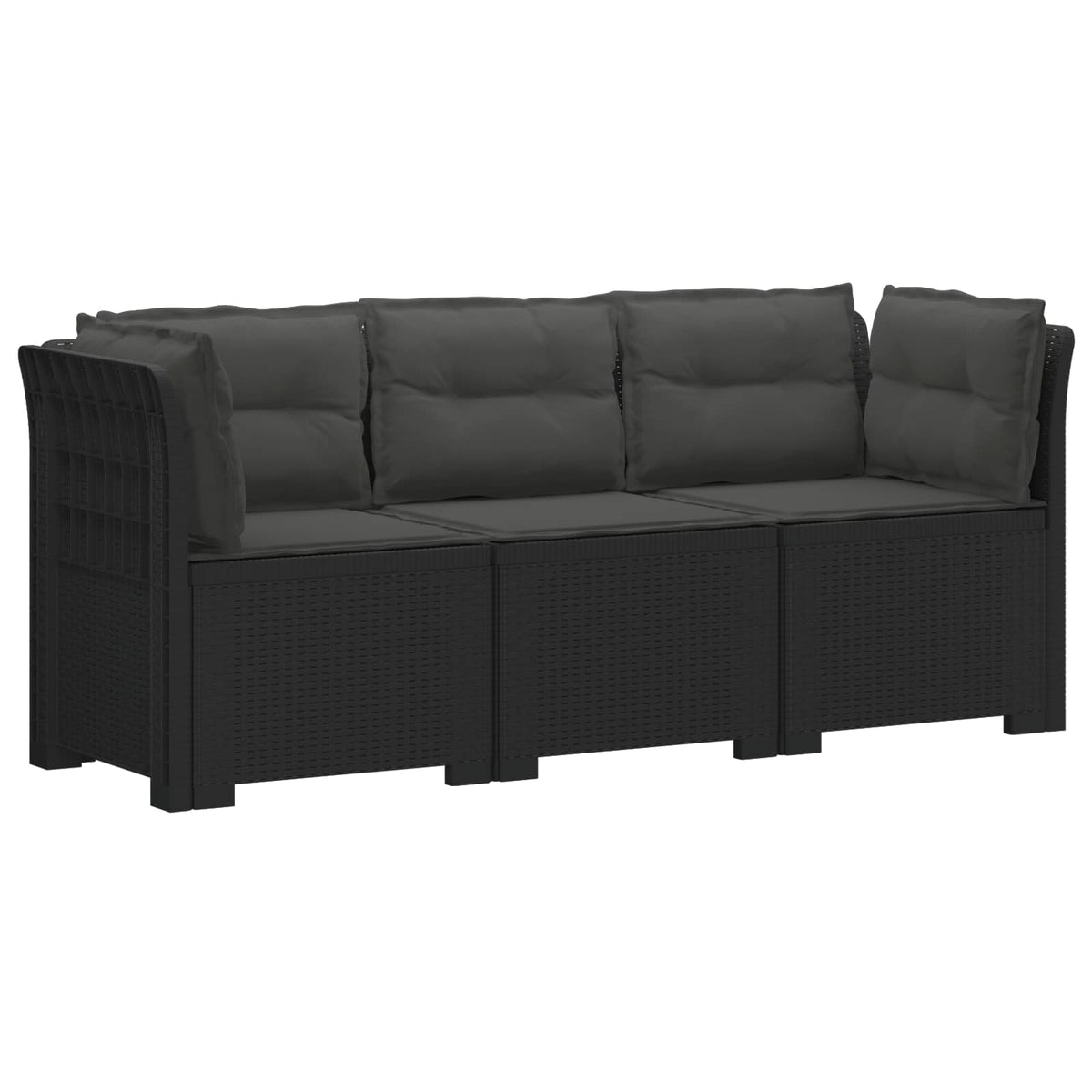 vidaXL 3-Seater Garden Sofa with Cushions Rattan Look PP Anthracite 2