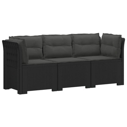 vidaXL 3-Seater Garden Sofa with Cushions Rattan Look PP Anthracite 2