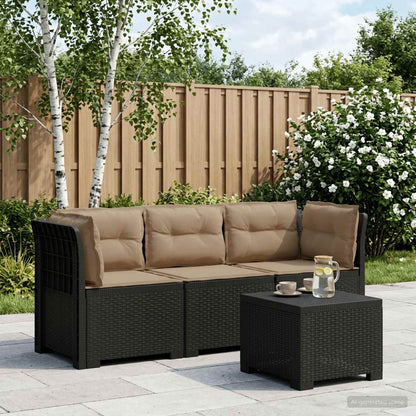 3-Seater Garden Sofa with Cushions Rattan Look 3-Seater PP with seat and back cushion Anthracite and taupe