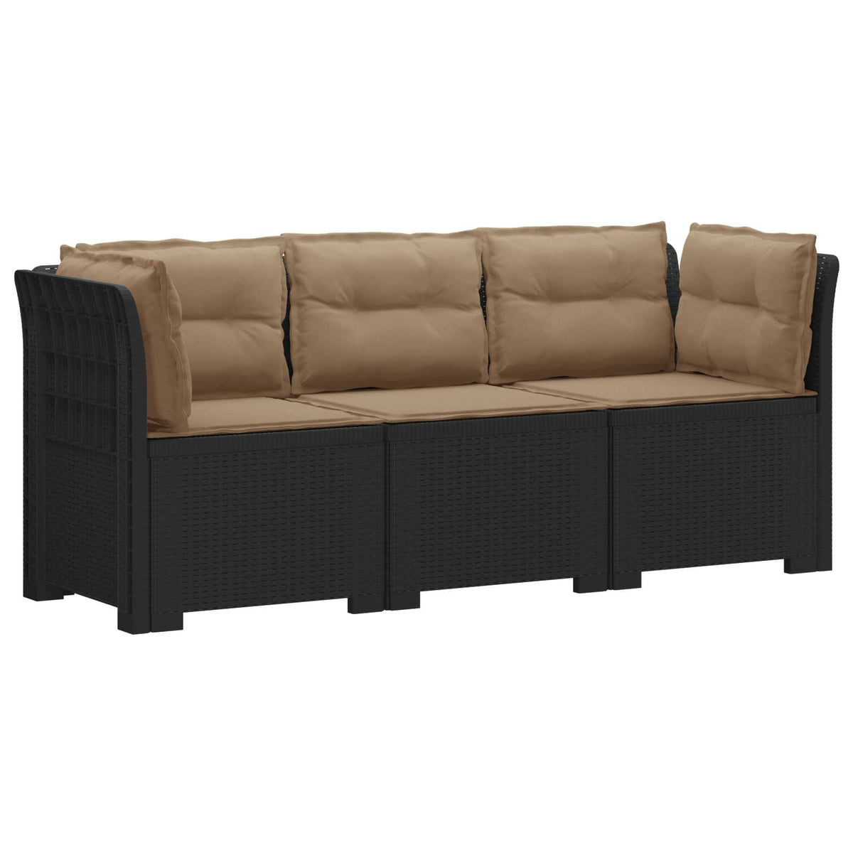 vidaXL 3-Seater Garden Sofa with Cushions Rattan Look PP Anthracite 2