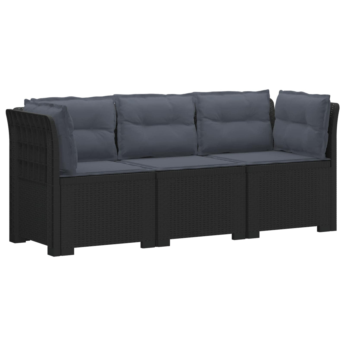 vidaXL 3-Seater Garden Sofa with Cushions Rattan Look PP Anthracite 2