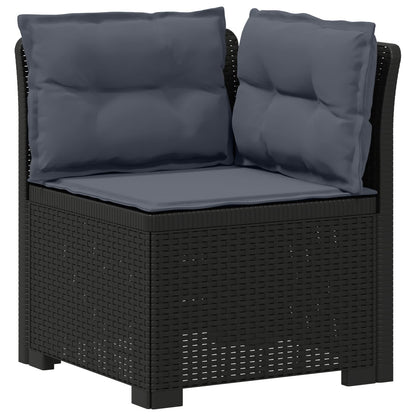 vidaXL 3-Seater Garden Sofa with Cushions Rattan Look PP Anthracite 4