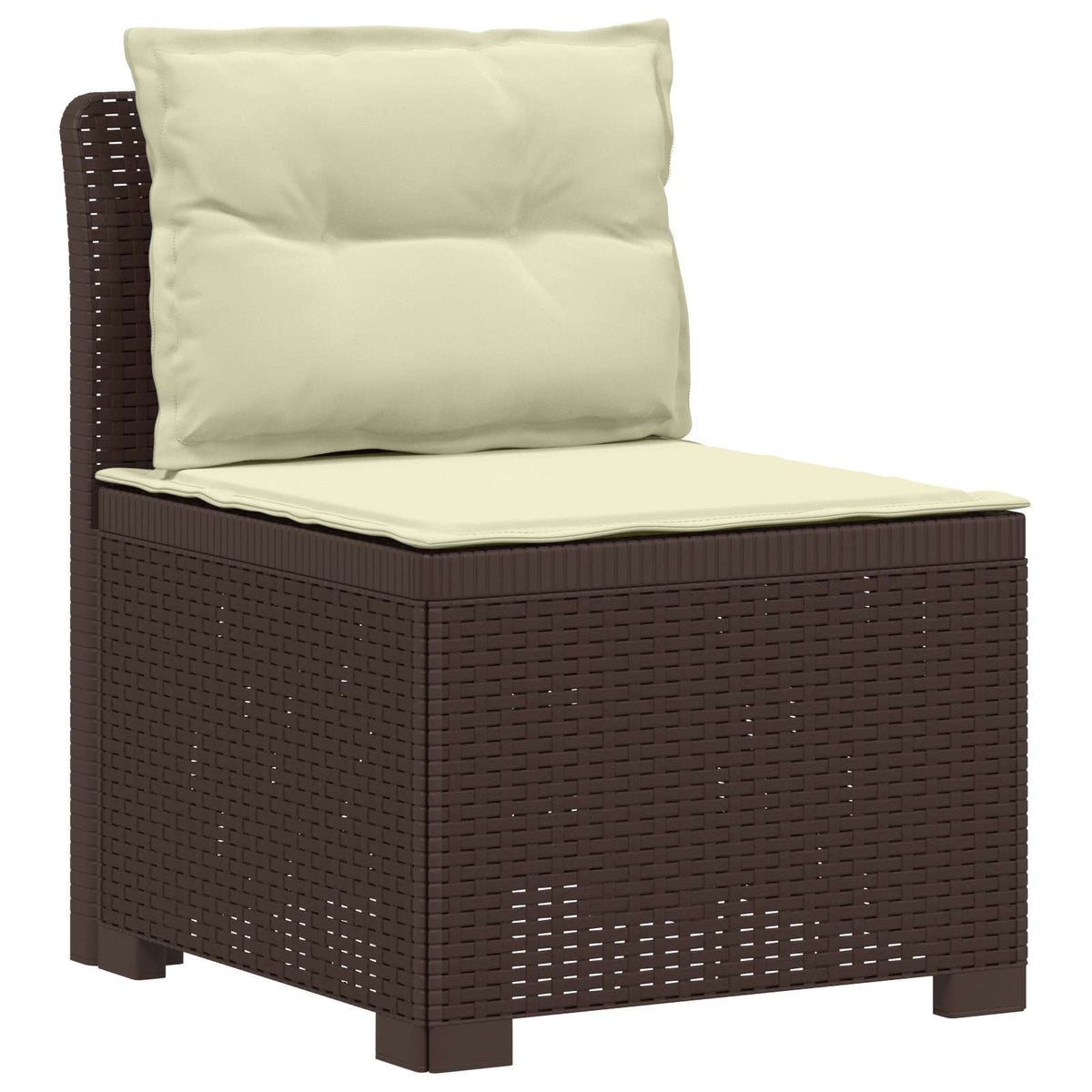 3-Seater Garden Sofa with Cushions Rattan Look 3-Seater PP with seat and back cushion Brown and cream