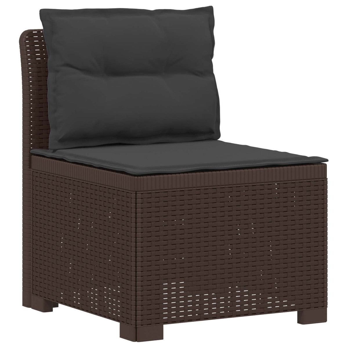 3-Seater Garden Sofa with Cushions Rattan Look 3-Seater PP with seat and back cushion Brown and anthracite