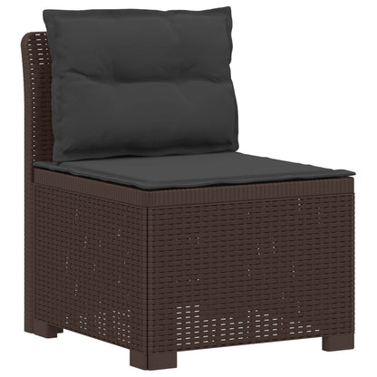 3-Seater Garden Sofa with Cushions Rattan Look 3-Seater PP with seat and back cushion Brown and anthracite