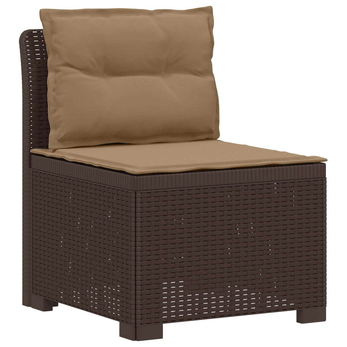 3-Seater Garden Sofa with Cushions Rattan Look 3-Seater PP with seat and back cushion Brown and taupe