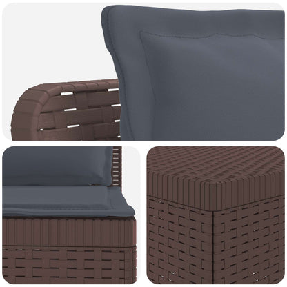 vidaXL 3-Seater Garden Sofa with Cushions Rattan Look PP Brown 5