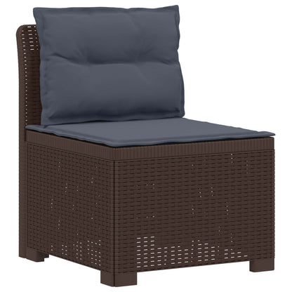 vidaXL 3-Seater Garden Sofa with Cushions Rattan Look PP Brown 3