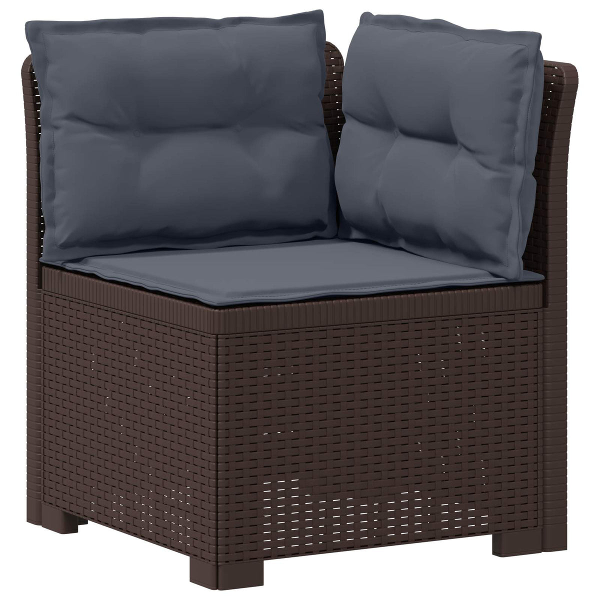 vidaXL 3-Seater Garden Sofa with Cushions Rattan Look PP Brown 4