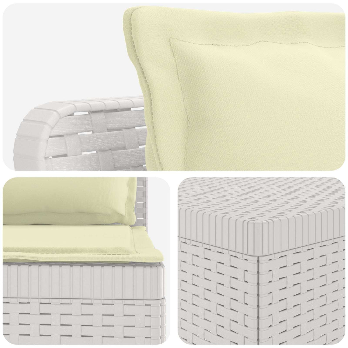 vidaXL 3-Seater Garden Sofa with Cushions Rattan Look PP White 5