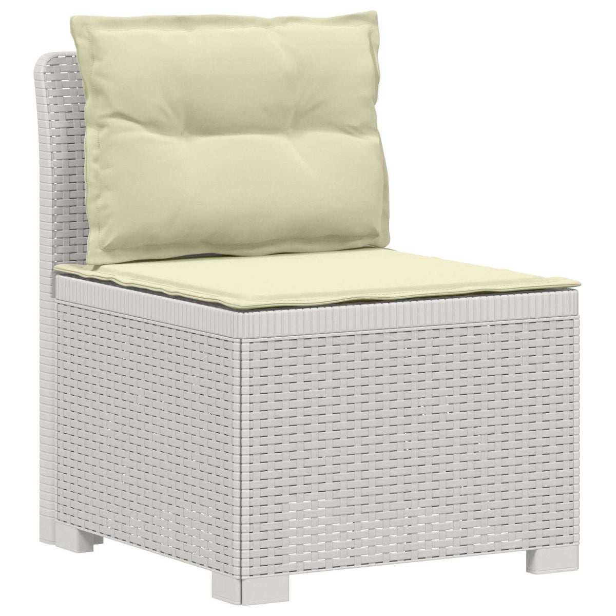 vidaXL 3-Seater Garden Sofa with Cushions Rattan Look PP White 3