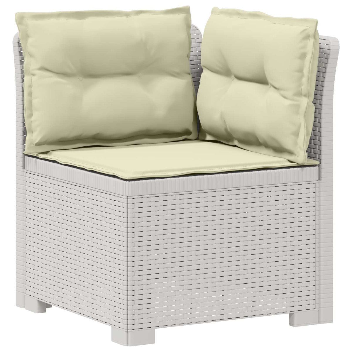 vidaXL 3-Seater Garden Sofa with Cushions Rattan Look PP White 4