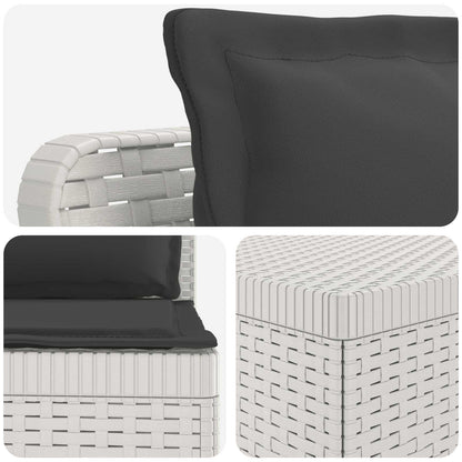 vidaXL 3-Seater Garden Sofa with Cushions Rattan Look PP White 5