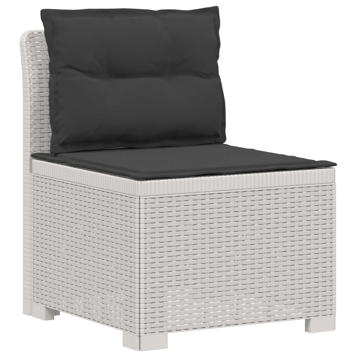 vidaXL 3-Seater Garden Sofa with Cushions Rattan Look PP White 3