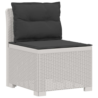 vidaXL 3-Seater Garden Sofa with Cushions Rattan Look PP White 3