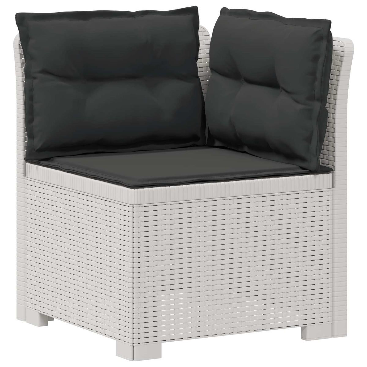 vidaXL 3-Seater Garden Sofa with Cushions Rattan Look PP White 4