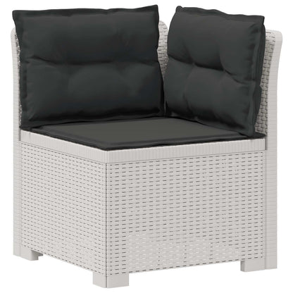 vidaXL 3-Seater Garden Sofa with Cushions Rattan Look PP White 4