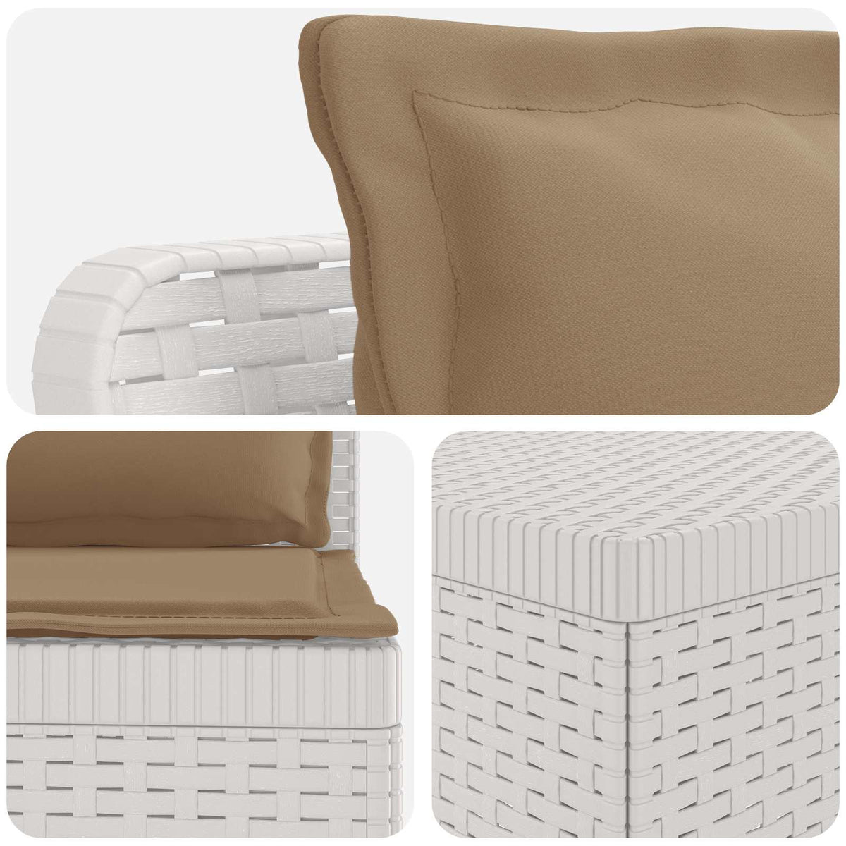 vidaXL 3-Seater Garden Sofa with Cushions Rattan Look PP White 5