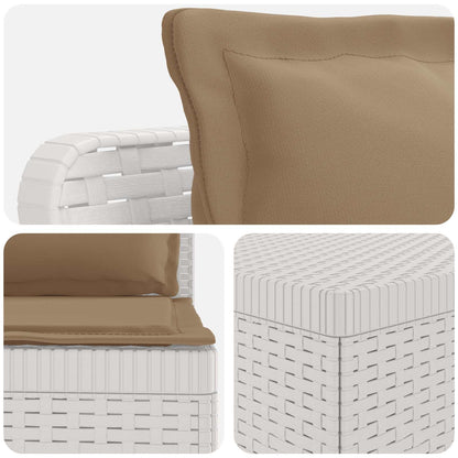 vidaXL 3-Seater Garden Sofa with Cushions Rattan Look PP White 5