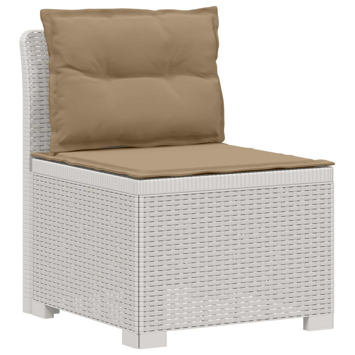 vidaXL 3-Seater Garden Sofa with Cushions Rattan Look PP White 3