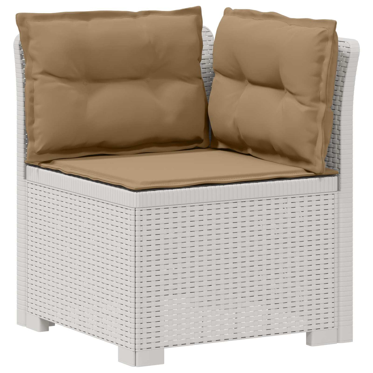 vidaXL 3-Seater Garden Sofa with Cushions Rattan Look PP White 4