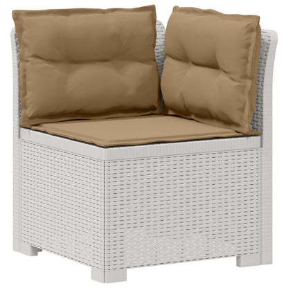 vidaXL 3-Seater Garden Sofa with Cushions Rattan Look PP White 4