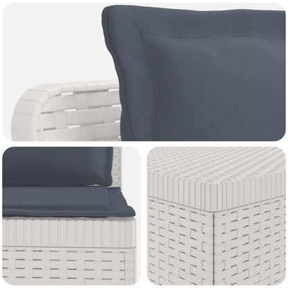 vidaXL 3-Seater Garden Sofa with Cushions Rattan Look PP White 5