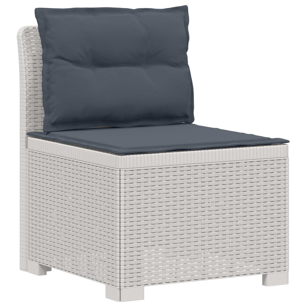 vidaXL 3-Seater Garden Sofa with Cushions Rattan Look PP White 3
