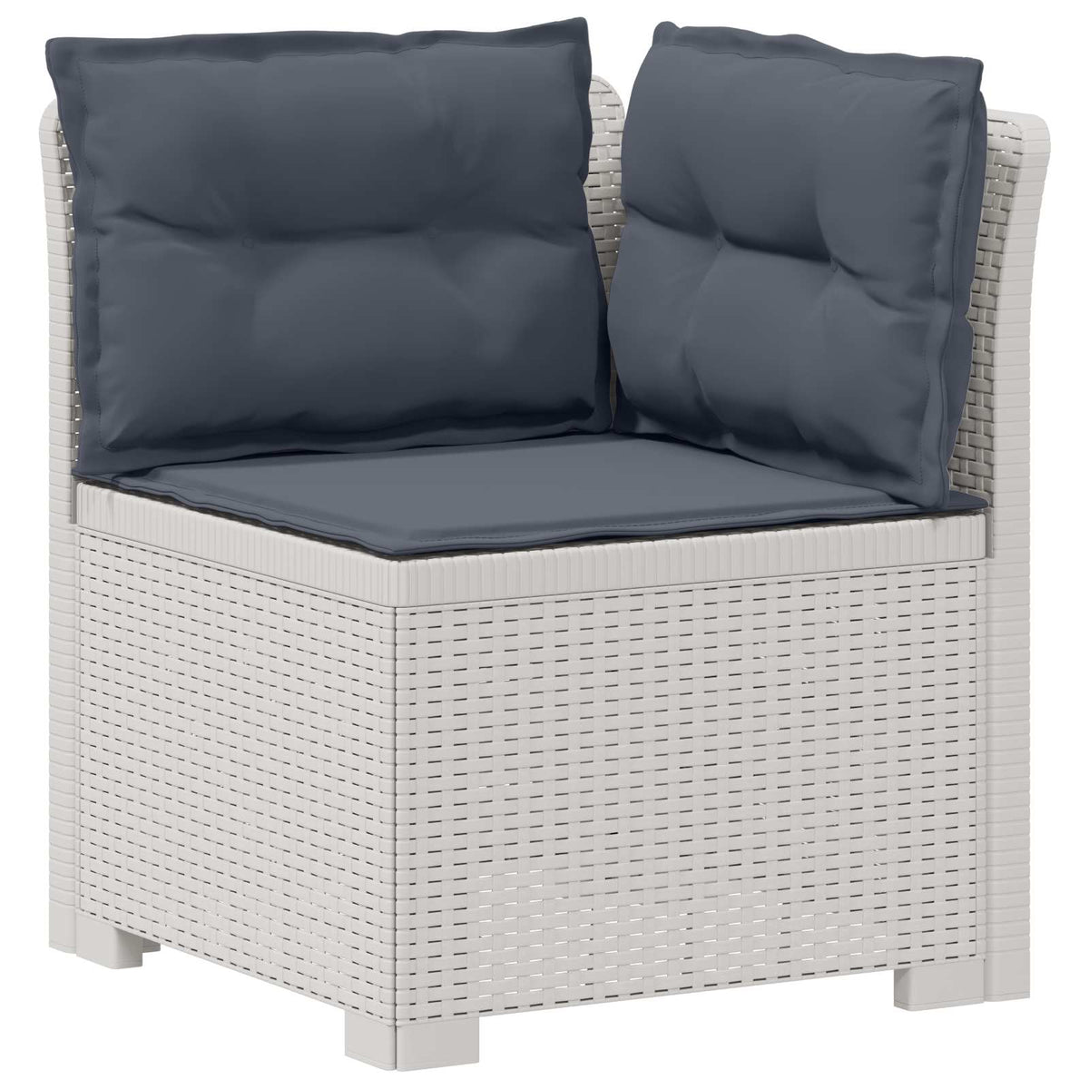 vidaXL 3-Seater Garden Sofa with Cushions Rattan Look PP White 4