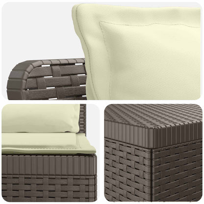 vidaXL 3-Seater Garden Sofa with Cushions Rattan Look PP Light Grey 5