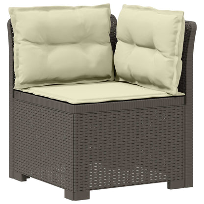 vidaXL 3-Seater Garden Sofa with Cushions Rattan Look PP Light Grey 4