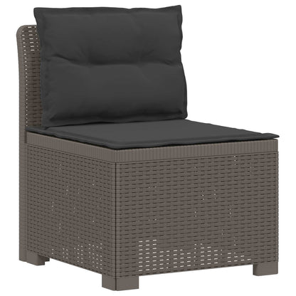 vidaXL 3-Seater Garden Sofa with Cushions Rattan Look PP Light Grey 3