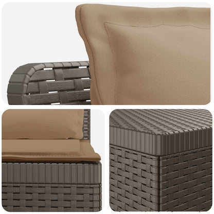 vidaXL 3-Seater Garden Sofa with Cushions Rattan Look PP Light Grey 5
