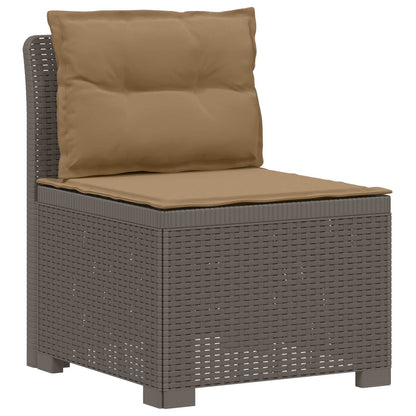 3-Seater Garden Sofa with Cushions Rattan Look 3-Seater PP with seat and back cushion Light grey and taupe