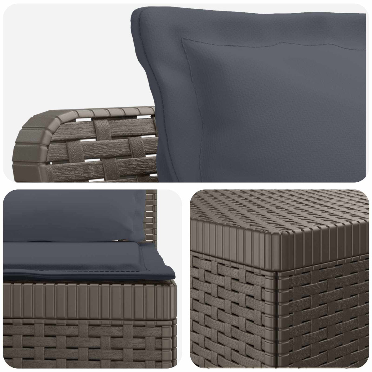 vidaXL 3-Seater Garden Sofa with Cushions Rattan Look PP Light Grey 5