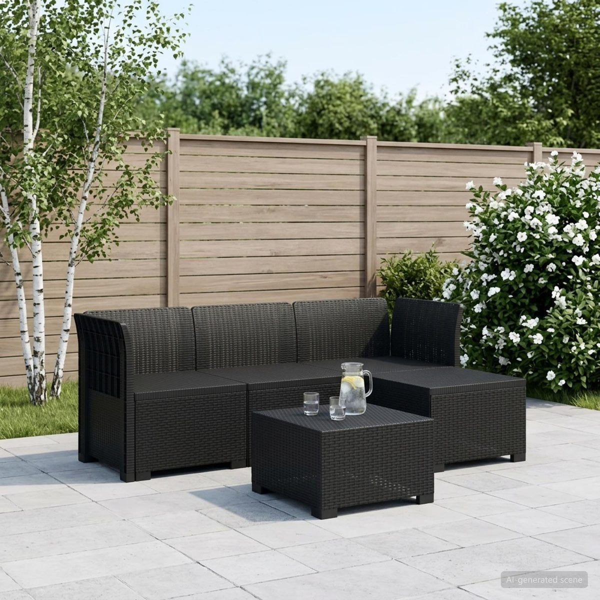 vidaXL 4-Seater Garden Sofa Rattan Look PP Anthracite 1