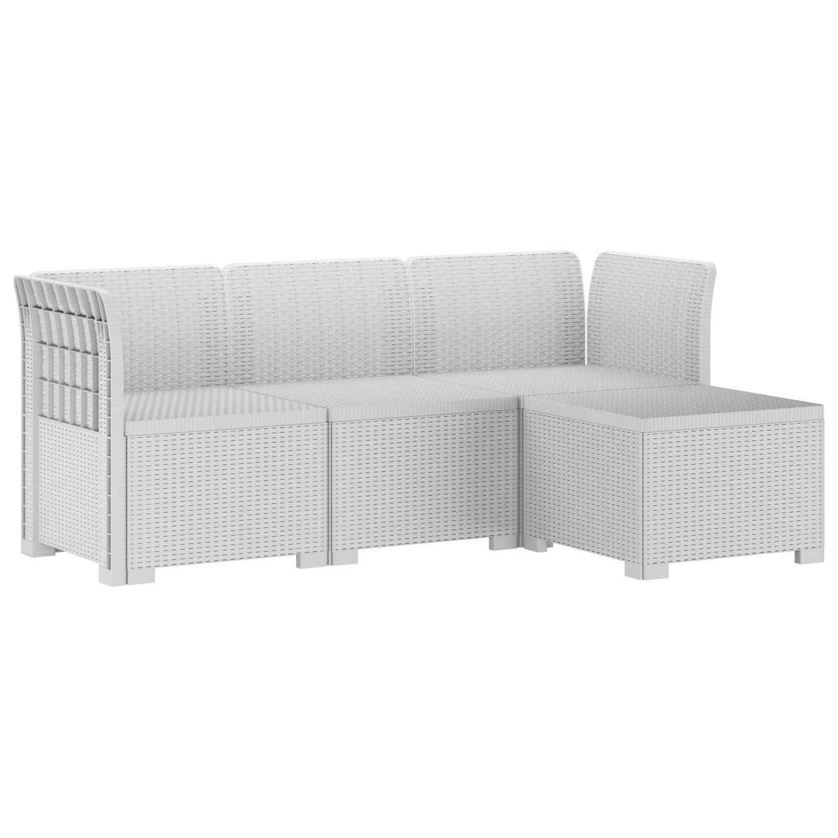 vidaXL 4-Seater Garden Sofa Rattan Look PP White 2