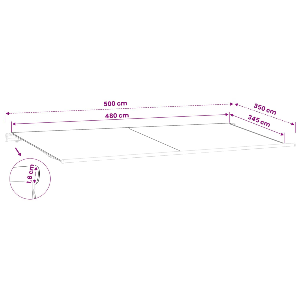 Awning Replacement Fabric 500 x 350 cm Polyester Cream