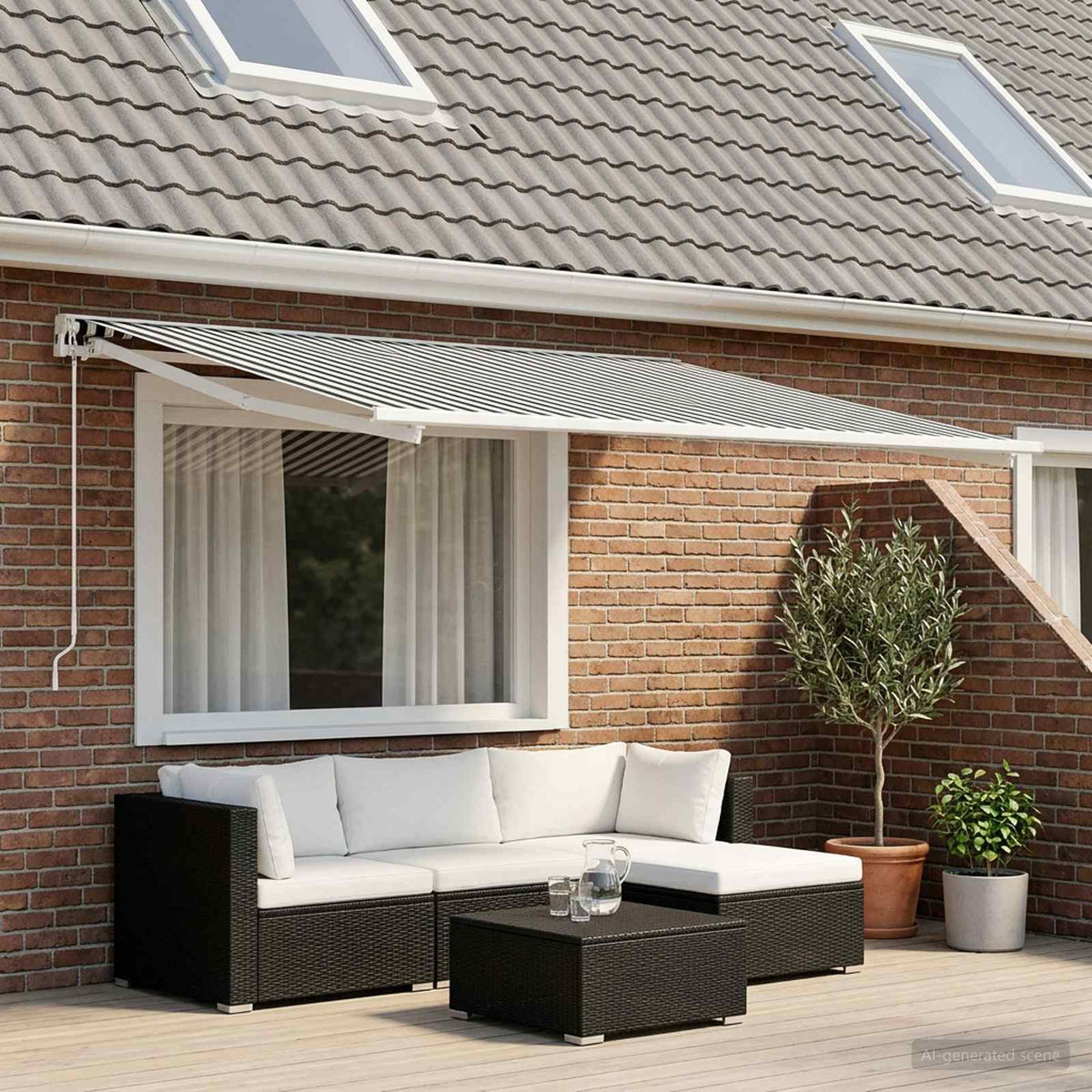 Awning Replacement Fabric Anthracite white
