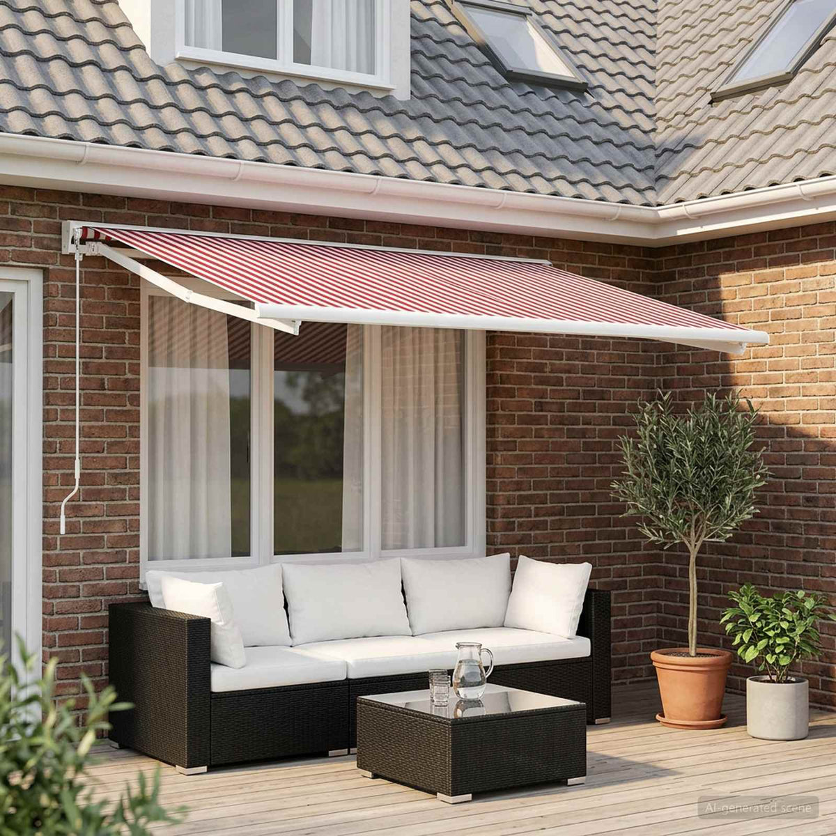 Awning Replacement Fabric Red white