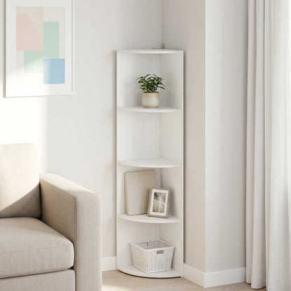 Corner Shelf 4-Tier 31.5 x 31 x 130 cm Engineered Wood White